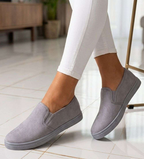 Wsuwane szare tenisówki z tkaniny /G3-2 15672 T1/