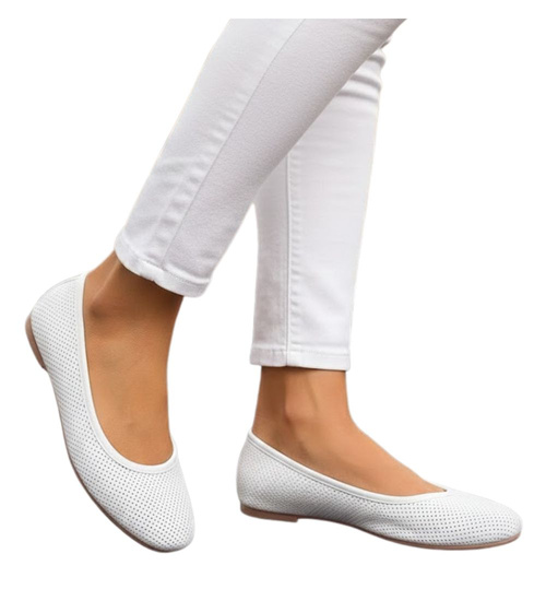 Ażurowe balerinki białe /A2-2 +h2 11274 T191/