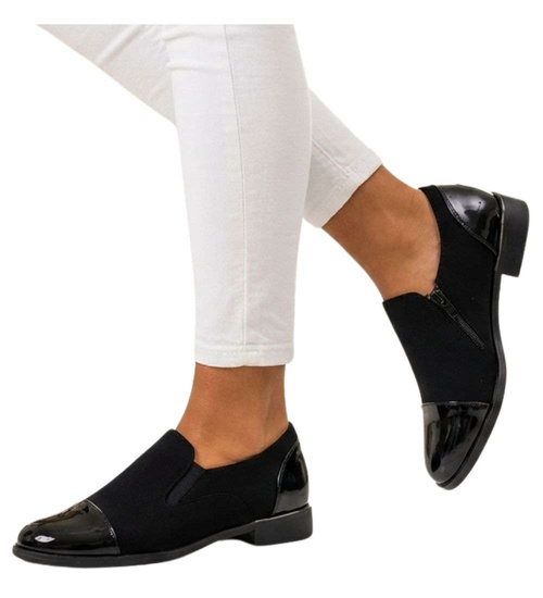 Czarne wizytowe półbuty damskie /G12-1 18704 T2/