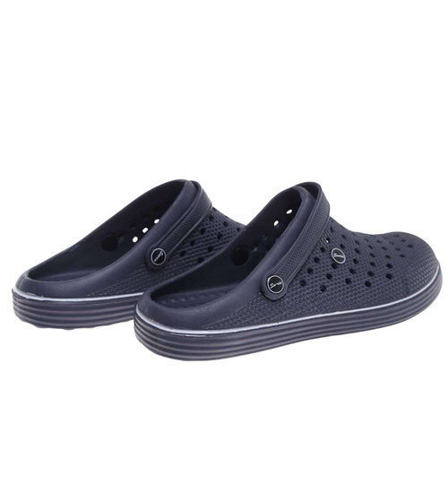 Kryte granatowe klapki męskie z paskiem /H2 18649 T135/