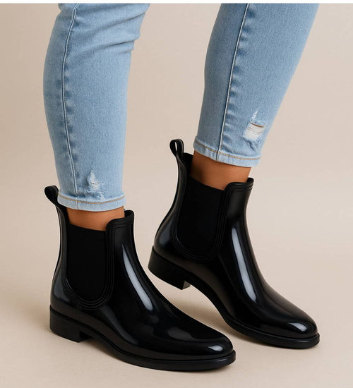 Kalosze damskie czarne gumiaki sztyblety /F2-1 +h2 17980 T21-52/