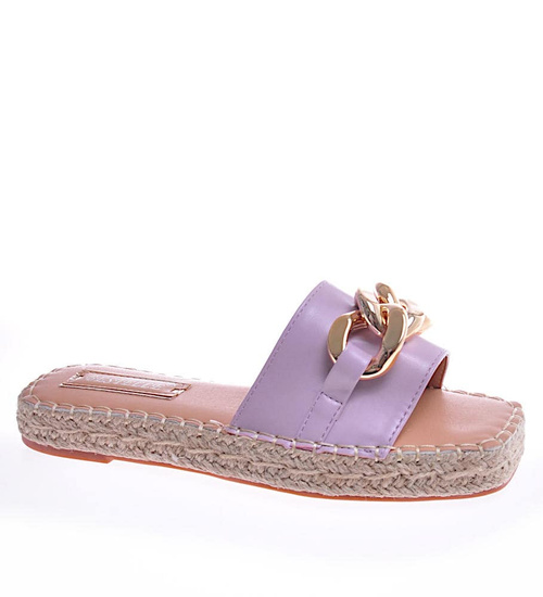 Fioletowe klapki espadryle na platformie /E9-3 11484 T297/