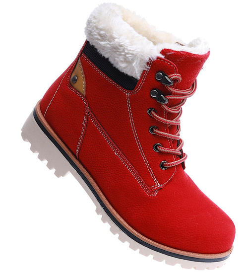 Ocieplane czerwone trapery damskie /C3-2 15009 T496/