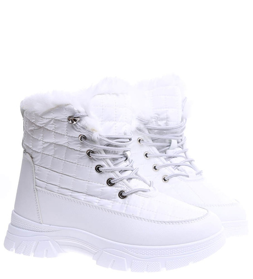 Białe zimowe śniegowce z futerkiem /D7-1 15355 T562/