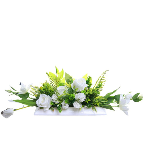 Kompozycja kwiatowa- białe róże w donicy 70 cm /Komp105  P226/