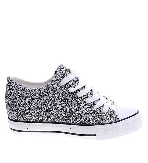 Czarne trampki sneakersy na koturnie /G11-3 13487 T231/