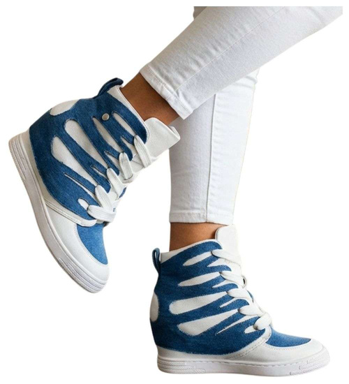 Wygodne trampki na koturnie Baby Blue /C4-3 18048 T284/