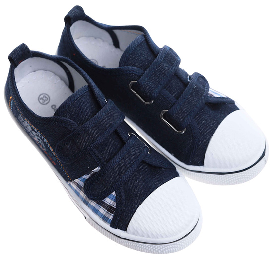 Granatowe chłopięce tenisówki na rzepy /E3-3 17436 T189/