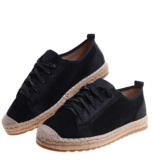 Czarne półbuty espadryle na platformie /H2 17204 G185/
