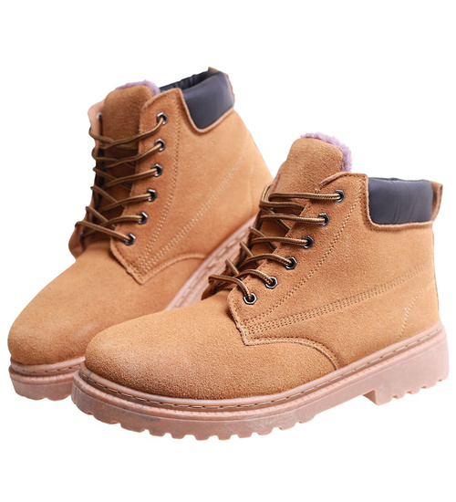 Zimowe karmelowe ocieplane trapery męskie /A9-3 17126 T399/