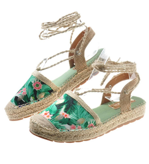 Sandały espadryle na platformie Zielone /A1-3 8115 S204/