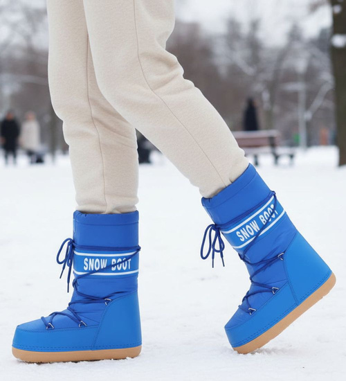 Niebieskie wysokie kozaki śniegowce damskie /D7-1 18593 T235/