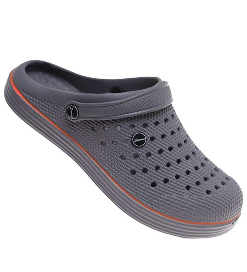 Kryte szare wodoodporne klapki męskie z paskiem /E7-1 18651 T135/