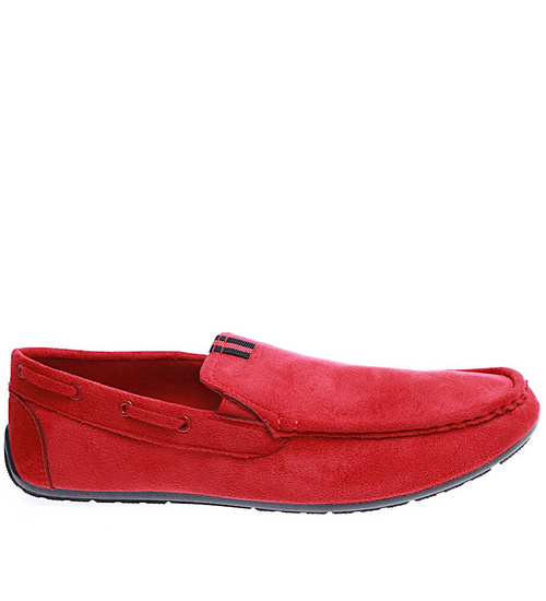 Czerwone męskie mokasyny półbuty z zamszu /D6-1 15633 T250/
