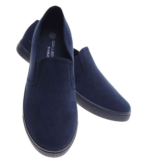 Wsuwane granatowe tenisówki z tkaniny /D9-2 15662 T1/