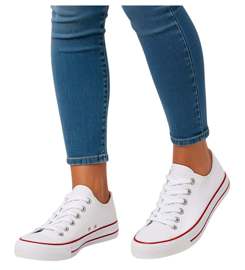 Klasyczne białe trampki sznurowane /G1-3 17978 T154/