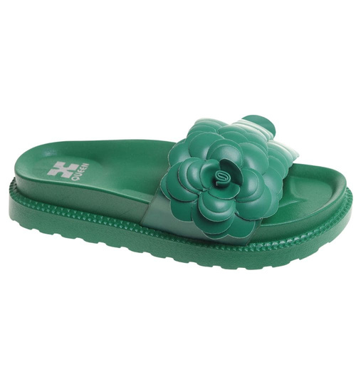 Plażowe zielone klapki damskie /G7-2 17884 S098/