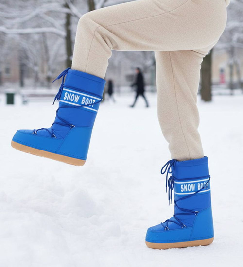 Niebieskie wysokie kozaki śniegowce damskie /D7-1 18593 T235/