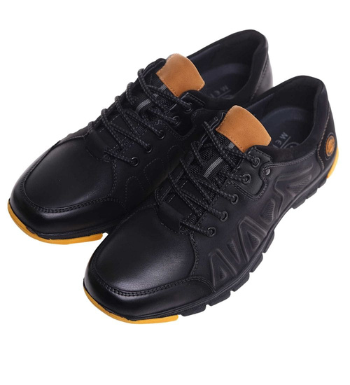 Czarne sznurowane obuwie trekkingowe /B2-2 18034 T386/