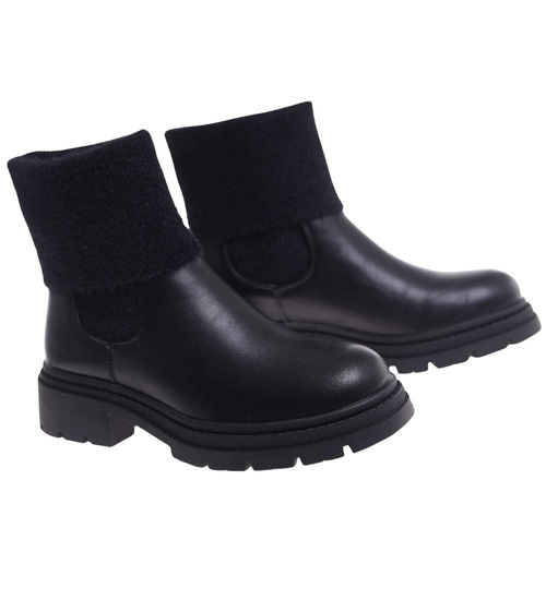 Czarne wsuwane botki zimowe /E7-1 18543 G381/