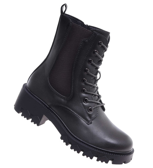 Szare trapery damskie na platformie /C1-3 18387 W381/