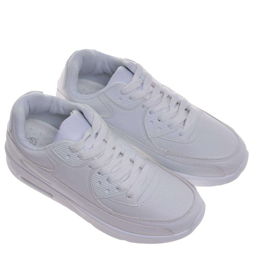 Sznurowane białe buty sportowe damskie /F9-3 18663 T4/