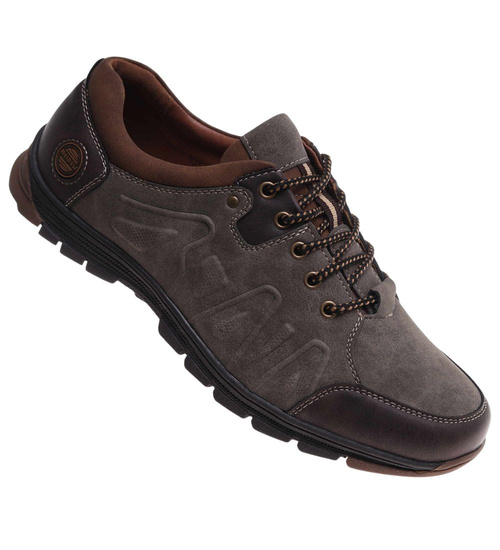 Sznurowane obuwie trekkingowe Khaki /C6-2 18035 T386/