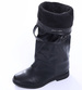 Czarne lekko ocieplone kozaki na koturnie /D7-2 15223 G287/