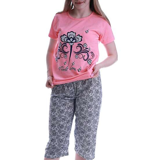 Różowa damska piżama z listkami /H2-K17 P77 S195/ Różowa damska piżama z listkami /H2-K17 P77 S195/