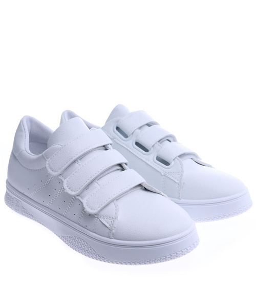  Klasyczne białe trampki damskie na rzep /C5-1 14117 S266/