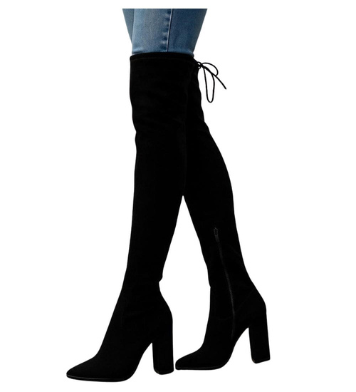 Czarne wysokie kozaki muszkieterki na obcasie /B6-2 18384 W582/