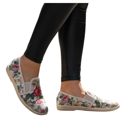 Damskie materiałowe tenisówki w kwiaty ost474