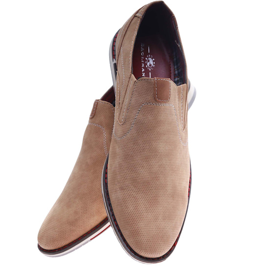 Wsuwane męskie beżowe półbuty /F1-2 17374 T346/