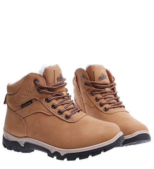Grubo ocieplane camelowe buty trekkingowe /F4-2 15323 T631/