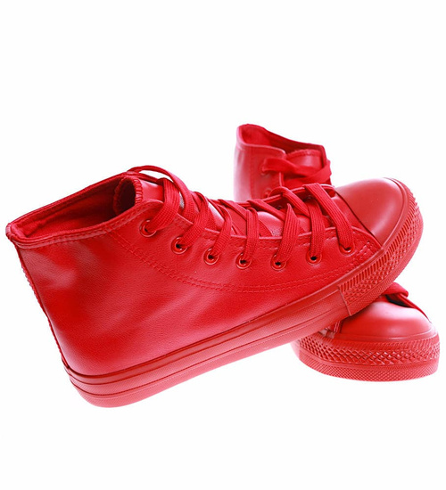 Wysokie czerwone trampki damskie /A2-1 16748 G9-84/