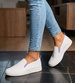Biało fioletowe damskie tenisówki slip on /G7-2 17939 G137 +L3-2/