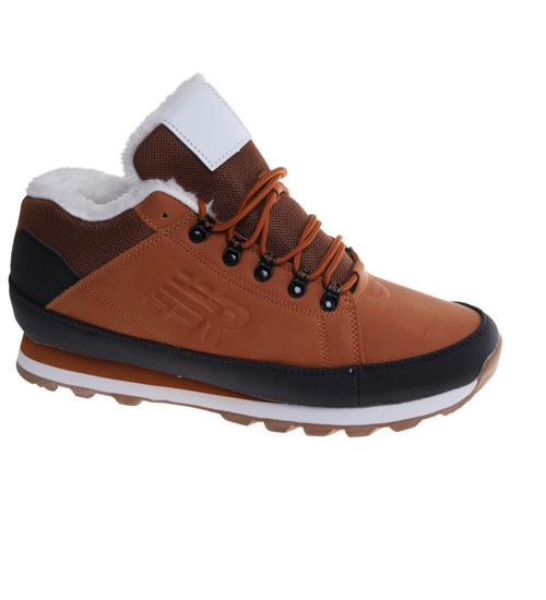 Ocieplane brązowe męskie buty trekkingowe ost458