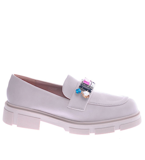 Beżowe półbuty mokasyny na platformie /C6-3 12708 T796/