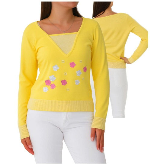 Żółta bluzka sweter damski /H2 K20 ub992 S0/