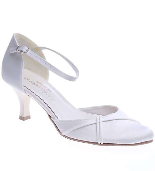 Skórzane czółenka z paseczkiem Ecru /C7-2 SR404/ Skórzane czółenka z paseczkiem Ecru /C7-2 SR404/