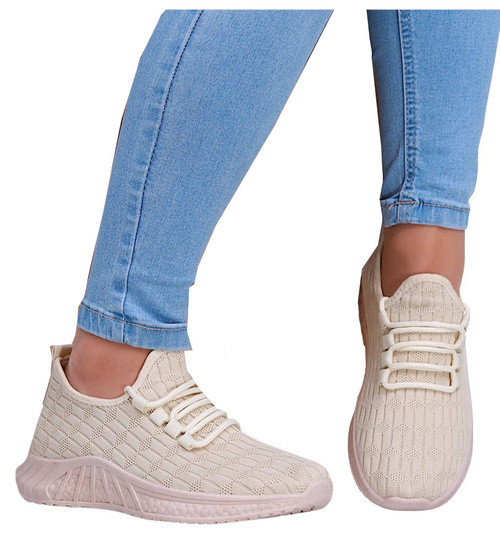 Beżowe wsuwane buty sportowe /A5-2 16142 G181/