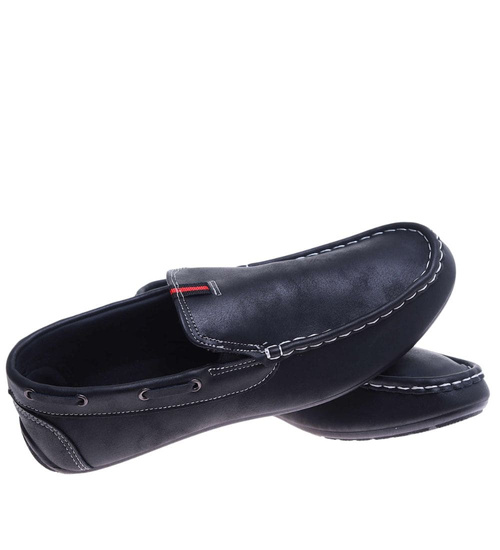 Wsuwane męskie czarne półbuty mokasyny /G3-2 15630 T250/