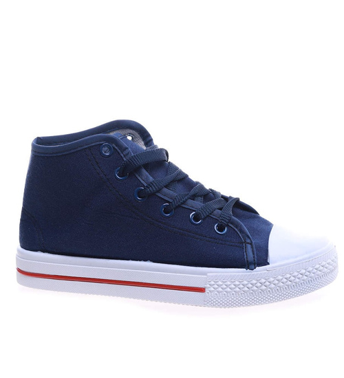 Wysokie granatowe trampki damskie /B1-1 14295 T131/