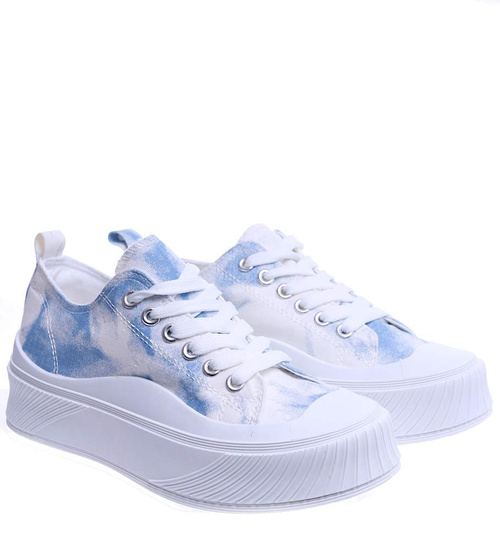 Błękitne damskie trampki na platformie /A10-2 14731 T265/