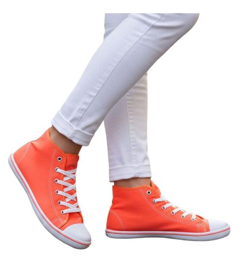 Pomarańczowe trampki damskie /F1-1 7408 S094/