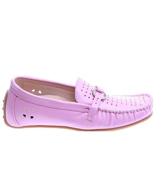 Różowe ażurowe półbuty mokasyny /F4-2 14038 T035/