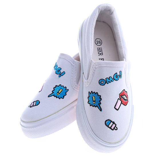 Wsuwane białe dziecięce tenisówki slip on /B6-2 13527A T9/