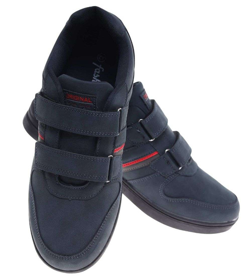 Granatowe męskie buty sportowe na rzepy /A3-2 18679 T484/