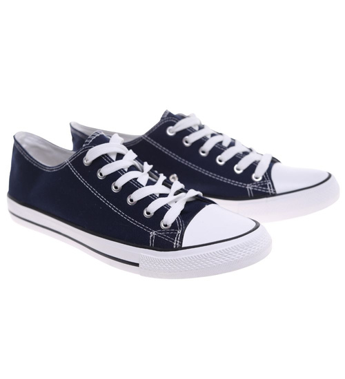 Trampki męskie Sznurowane granatowe z tkaniny ost502