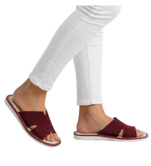 Skórzane domowe klapki kapcie fioletowe /G2-1 13380 S194/